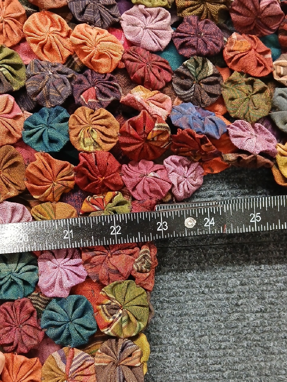 Vintage YoYo Quilt Rosettes Open Cardigan Boho Cottagecore Jacket Sz Med - Picture 8 of 10
